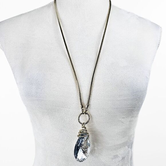 Betsey Johnson Snake Glass Crystal Pendent with Gold Tone Chain - Picture 2 of 9